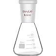 StonyLab Glass 24/40 Erlenmeyer Flask, Borosilicate Glass Heavy Wall Flask with 24/40 Standard Taper Outer Joint, 50ml