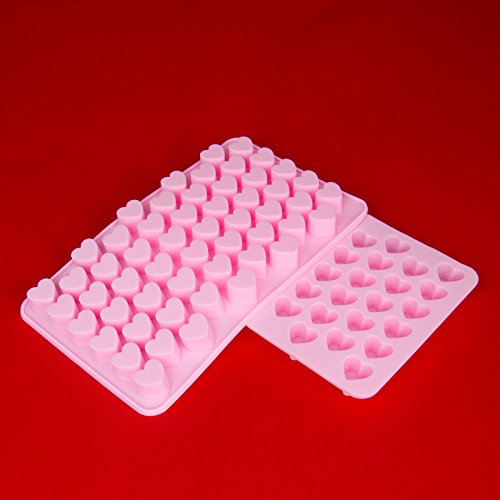 Silikonform mit Herzen, 55 kleine Herzchen, süße Silikonform, Party- Eiswürfel, Schokolade, Pralinen, Backform, Geschenkidee, Geburtstag, Valentinstag, Liebe, Romantik, heart, Amor, Farbe: Rosa - 3