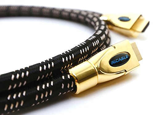 Ricable HI-END B10 - 10 Meter - Kabel HDMI 2.0 High Speed 3D bescheinigt mit Ethernet - Hi-Fi Qualität für den AV HD Anschluss mit 24 AWG OFC Kupferleiter und abgeschirmten Verbinder. Bandbreite 27 Gbps mit voller Unterstützung 4K Ultra HD, 32 Audiokanäle und 3D 4K. Italienisches Design und Lebenszeitgarantie on-Site