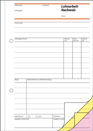 Sigel SD067 Lohnarbeits-Nachweis A5, 3×40 Blatt, selbstdurchschreibend - 2
