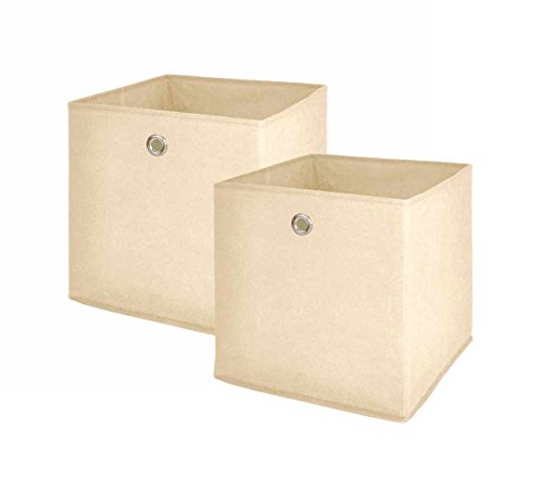 Faltbox, Aufbewahrungsbox, Ordnungsbox, 2er Set, beige, Maße: B/H/T 32 cm
