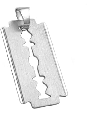 Unbespielt Unisex Kettenanhänger Anhänger Rasierklinge aus 925 Silber Abmessung 30 x 15 mm inkl. kleiner Schmuckbox