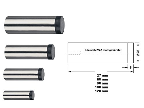 GedoTec® EDELSTAHL Wand-Türpuffer Türstopper TRENDY Gummi-Puffer für Wand-Montage | Tiefe: 60 mm | 8 mm Gummiauflage | Puffer inkl. Befestigungsmaterial | Markenqualität für Ihren Wohnbereich - 2