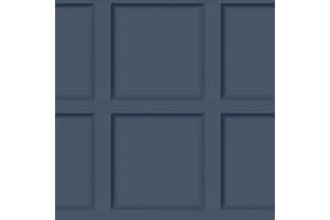 Holden Decor Modern Wood Panel 3D Effect Wooden Panelling Wallpaper Feature Wall 10m Roll [Navy Blue 12980]