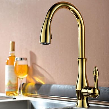SHUYOU® Contemporary Ti-PVD One Hole Single Handle Pull-down Kitchen Faucet