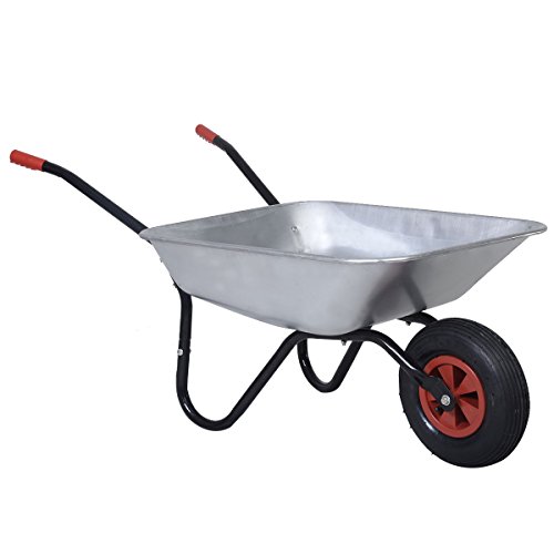 Schubkarre Bauschubkarre Baukarre Gartenkarre Karre Transportkarre verzinkt (Silber)