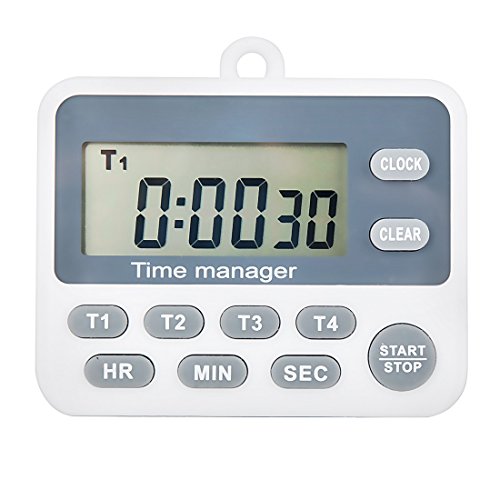 Digital 4 Kanal Gruppen Count Down Timer mit Uhr für Kochen Schule Meeting Labor Parking Noon Break Beauty Salon - 5