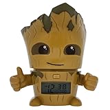 BulbBotz Marvel 2021340 Guardians of the Galaxy 2 Groot Kinder-Wecker mit Nachtlicht und typischem Geräusch , braun/grün, Kunststoff , 14 cm hoch , LCD-Display , Junge/ Mädchen , offiziell