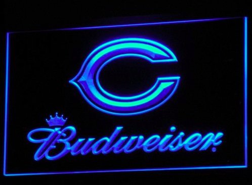 Preisvergleich Produktbild Chicago Bears Budweiser Logo Neon LED Zeichen Werbung Neonschild Blau