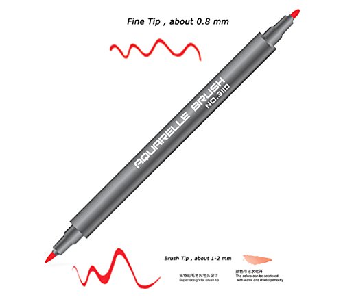 Erofa 48 Pack duale Spitze Pinsel Stifte – Pinselspitze und feinen Tipp Wasser basierte Färbung Marker für Anfänger bis zum Experten-Künstler – sortierte Farben sind toll für Kalligraphie mischen Färbung Zeichnung - 5