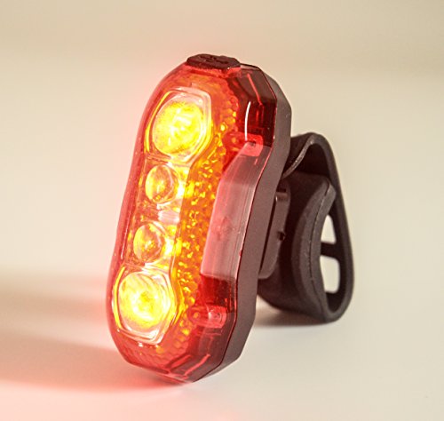 ZITFRI LED Rücklicht Fahrrad Rückleuchte LED Fahrradlicht Warnleuchte Frontleuchte Für Helm, Fahrrad, usw., USB Aufladbare Fahrradbeleuchtung Mit 5 Lichtmodi und Verstellbarem Gummihalter Super Hell 120 Lumen (Rot) - 3