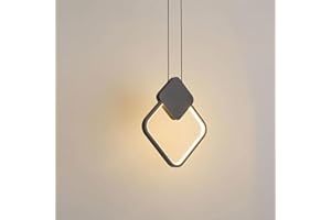LIGKIN Lampadari a Sospensione LED Moderno 11W Quadrato Creativa Plafoniera in Alluminio LED Lampada da Soffitto per Cucina Soggiorno Camera da letto, Nero