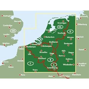 Carte routière : Benelux, Belgien, Niederlande, Luxemburg mit Ostfrankreich und Paris