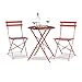Produktbild Relaxdays Bistrotisch mit 2 Stühlen, Klappbar, Rund 60x60 cm, Metall, Outdoor, Garten Bistroset 3 Teilig, Wetterfest, Rot