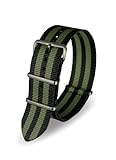 Davis ? Armband Uhr Nato Nylon Schwarz und Khaki 22 mm Hochwertige Qualität