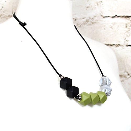 Wheatgrass green GEO BEADS silicone teething necklace