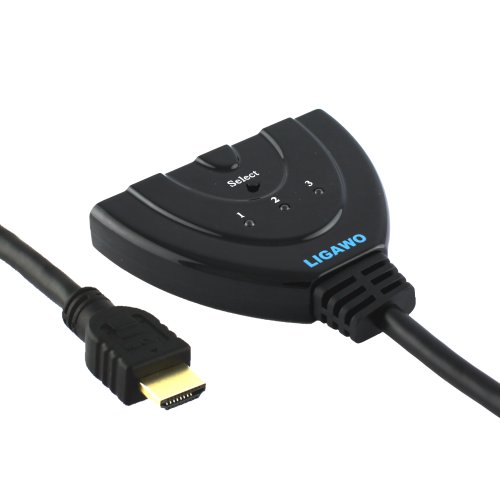 Ligawo ® HDMI Switch 3x1 – Basic 1080p 3D – automatisch Pigtail 0,5m Kabel