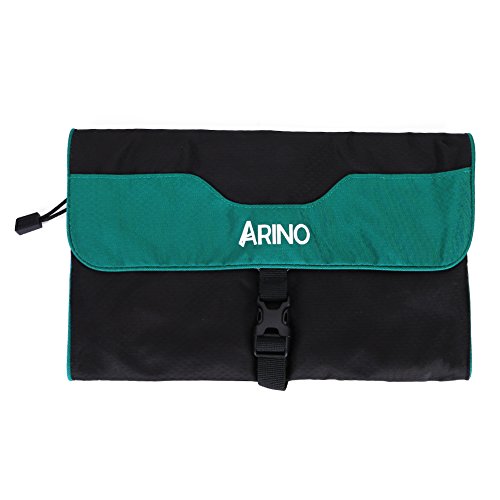 ARINO Waschbeutel Kosmetiktasche Kulturbeutel Kulturtasche Toiletbag Travel Kosmetik Organizer mit Haken zum Aufhängen Mode Reise Zubehöre Türkis (Blau)