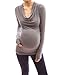 PattyBoutik Mama Cowl Neck Drop Shoulder Tunic Maternity Blouse Top (Gray 16)