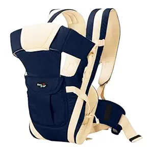 MOMS PRIDE Adjustable Hands-Free 4-In-1/baby Carry Bags/Baby Safety Belt/Kid Carry Bag/Baby Sling/Back Baby Carrier/Front Carrier for babykids Carrier Belt/Buckle Straps (Navy-Blue, Cream)