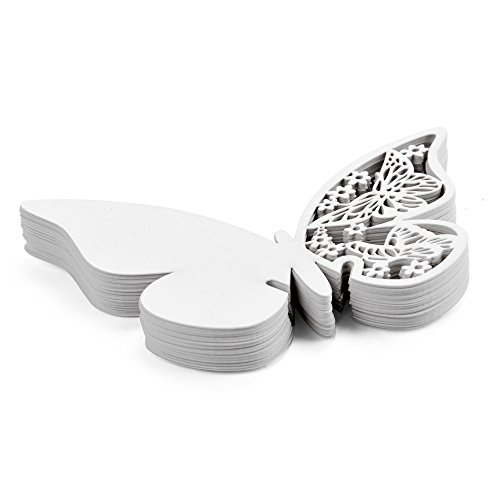 Tischkarten Schmetterling, 50 Stück, Platzkarte für Gläser, 3 D Schmetterlingsmotiv ausgestanzt, als Namenskarten, Glasanhänger, Cup-Karten, für Hochzeit, Party, Geburtstag, Taufe… - 2