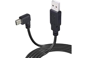 LARRITS Câble USB A vers Mini B USB 3m Cordon de synchronisation de données à angle gauche à 90 degrés pour appareil photo numérique Dash Cam GPS Navigator (angle gauche de 3 m)
