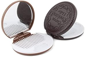 UKD Ensemble de Peigne de Miroir de Voyage de Poche de Maquillage portatif de Miroir Compact Pliant en Forme de Biscuit Mignon