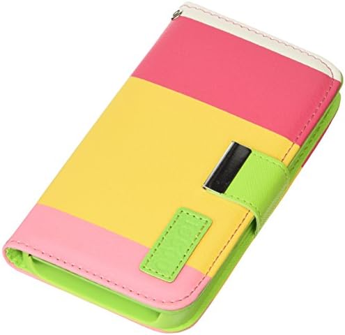 AIO Hybrid Leather Wallet Flip Stand Case Cover/Screen Protector for Samsung Galaxy S4 - Hot Pink