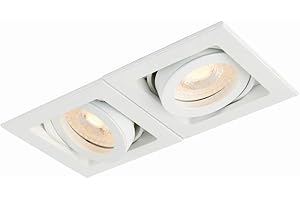 NATIONAL LIGHTING Xeno Matt White Twin Adjustable Tilt GU10 LED Mains Voltage Recessed Indoor Boxed Downlight