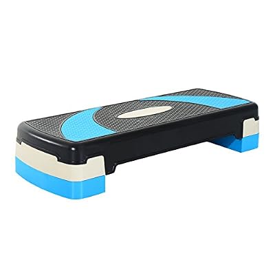Homcom Stepper HOMCOM Stepper fitness aerobic hauteur reglable surface antiderapante 80 x 31 x 20 cm noir bleu