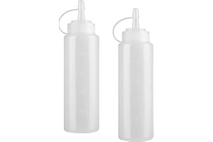 KAIAIWLUO Squeeze Flasche, 2 PCS 8oz Plastik Quetschflasche Dosierflasche mit Kappen, Condiment Flaschen für Drip Cake Backen, Ketchup, Scharfe Olivenöl, 250ML