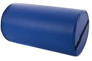QUIRUMED Cuscino a rullo, 55 x 25 cm, colore blu, similpelle, imbottitura in schiuma, per yoga, fitness, massaggio