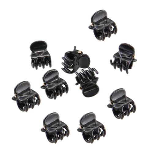 SODIAL(R) 10 Mixed Small Plastic Black Hair Clips Claws Clamps HOT