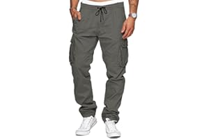 TARAINYA Pantalon Cargo Homme Coton Baggy Chino Cordon de Serrage avec Poches
