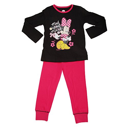 Disney Kids Girls Minnie Mouse Flower Long Sleeve Top & Bottoms Pyjama Set (5-6 Years) (Black/Fuchsia)