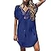 Produktbild DQANIU  Damenkleider, Plus Size Frauen Spitze Nähen Minikleid Tiefem V-Ausschnitt Sommer Mode Strandkleid (S-5XL)