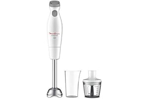 Moulinex DD4521 Easychef - Frullatore ad immersione 2 in 1 con bicchiere da 800 ml e accessorio tritatutto da 500 ml, 2 velocità, facile da pulire, potenza 450 W