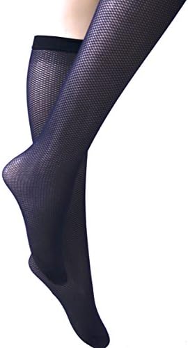 3 Pairs womens black mini diamond pattern knee high pop socks 60 denier