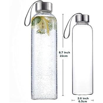 Wasserflasche Aus Klarem Glas Mit Griffdeckel – 900 Ml, Schwarze Hülle, Breite Öffnung, Borosilikatglas