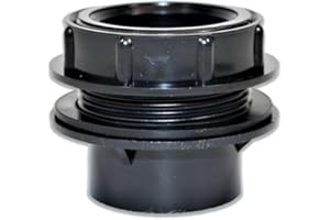 eco-filtration - 43mm Threaded Tank Connector | PVC Bulkhead Fitting for 1.5" / 40mm Black Solvent Weld, Domestic Waste, Ponds, Gardens, Water Features, Drainage