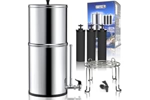 BAYTIZ | Purificateur d'Eau à Gravité 8.5 Litres - Filtre à eau Robinet & Pluie au Charbon Actif compatible Berkey - Fontaine à Eau Filtrante Camping & Survie Distributeur Filtres Cuve British Water