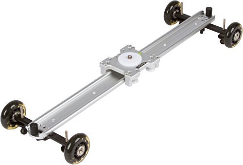 Movo SGTD-60S 60cm Linear Track Slider / Table Dolly Combo Video Rig with Skate Wheels, Retractable Legs and Carrying Case (Silver)