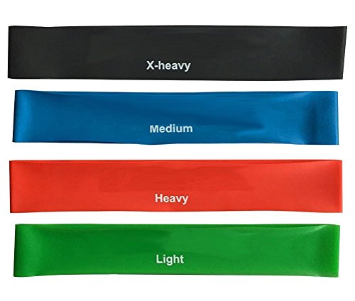 4er Set Trainingsbänder | 4 verschieden starke Fitnessbänder | Trainingsband / Widerstandsbänder / Gymnastikbänder | Light (Leicht) | Medium (Mittel) | Heavy (Schwer) | X-Heavy (Extra-Schwer) | Bodybuilding + Fitness + Crossfit - 2