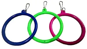 MASHKI Bird Toys & Swings for Love Birds, Parrot, Parakeet, Budgie, Cocktail pet Birds. 3 Bird Swing in Multicolor with SS Hook ? for Small to Medium Size Birds (3.25 inch)