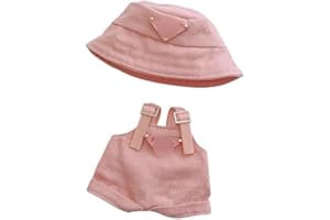 MINGSOLDIER 17cm labubu Doll Clothes Set for 17cm labubu Accessories Suit no Doll only Clothes 1hat+1romper (Pink Set)