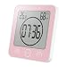 Produktbild NAttnJf Thermometer Hygrometer Wecker Digitale Dusche Uhr Dusche Wand Saugnapf Stand Countdown Temperatur Luftfeuchtigkeit Bad Digitaluhr Rojo