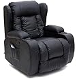 More4Homes - CAESAR 10-in-1 Manual Recliner Armchair - Sofa Chair for Living Room & Bedroom - Massage Sofa with Remote Control & Latch Recliner Mechanism - Bonded Leather, Black