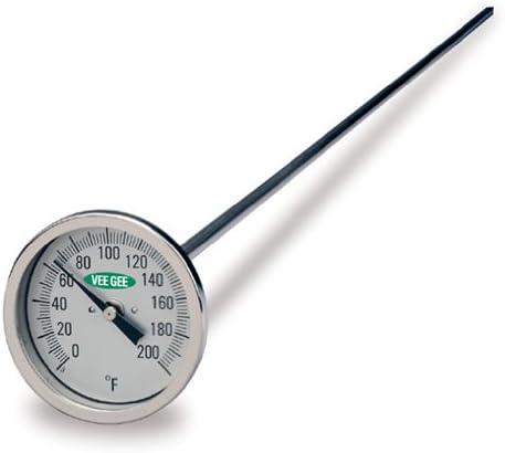 VeeGeeDial Compost Thermometer, with Glass Face, 12" Stem, 3" Dial, -40 to 160 Degrees F