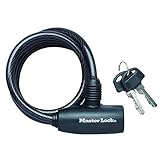 Master Lock 1,8m long x 8mm diameter keyed cable lock; black