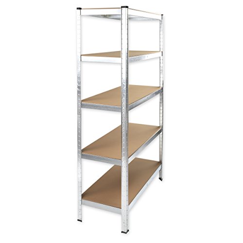 Torrex 37853 Steckregal / Lagerregal aus verzinktem Stahl mit 5 Böden – 875 Kg belastbar – 180 x 90 x 40 cm Kellerregal Schwerlastregal - 3